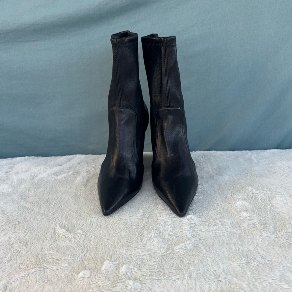 Euc Stuart Weitzman Pointed-Toe Wedge Boot Black … - image 1